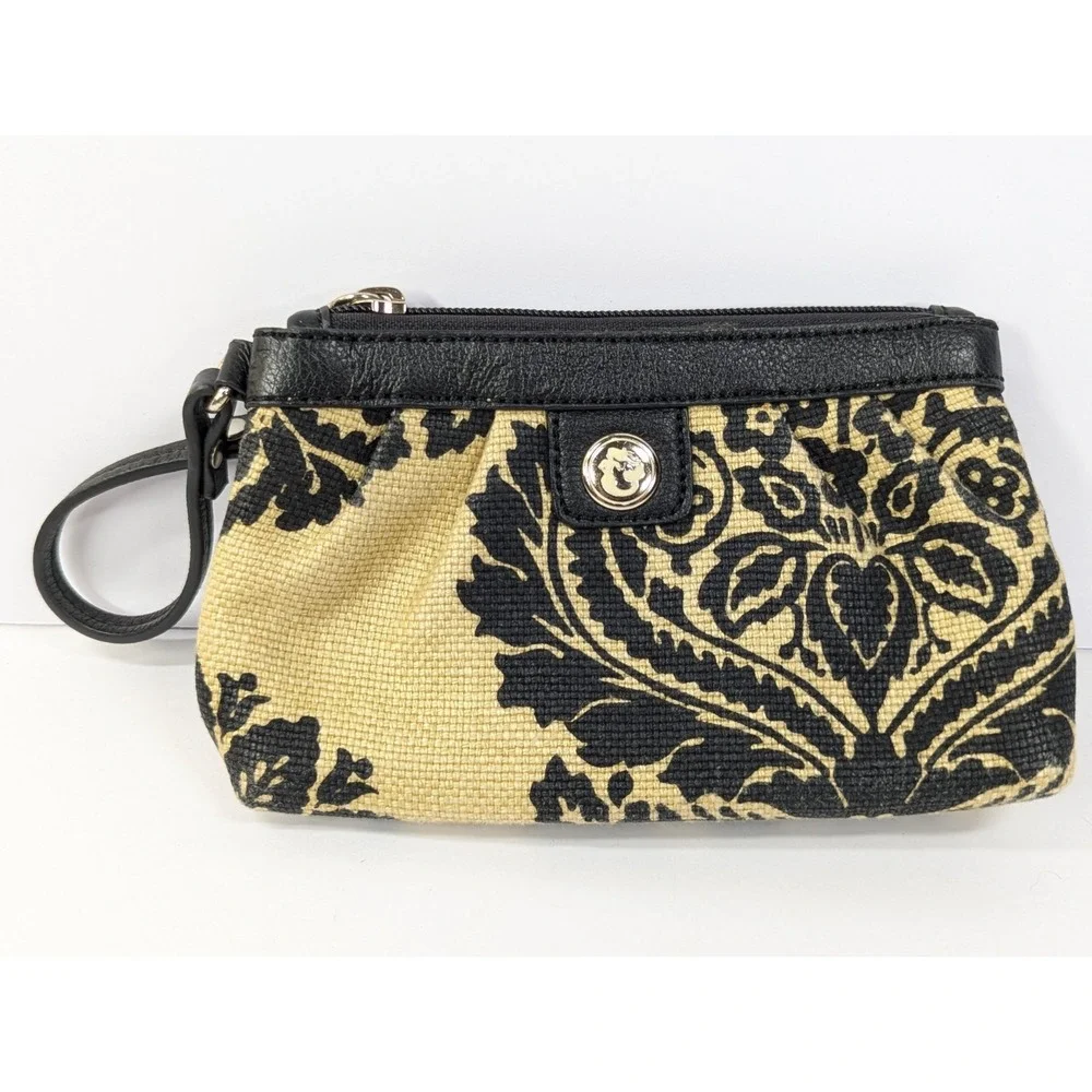 Spartina 449 Daufuskie Island Natural Linen‎ Fall Floral Wristlet Clutch w/Strap